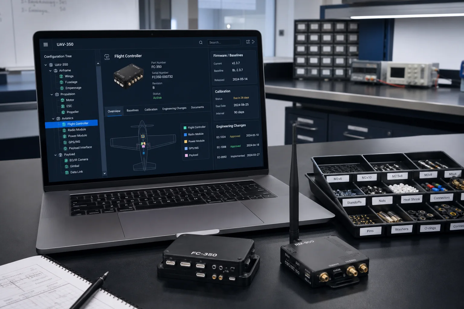 Aerospace equipment and electronics configuration management platform