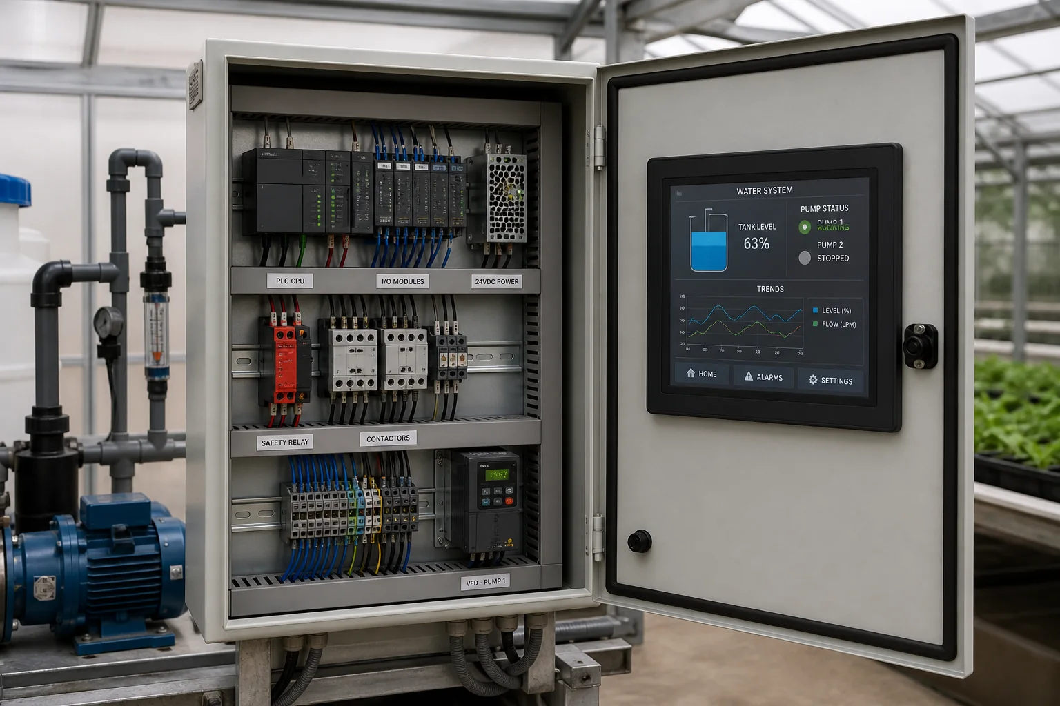 Compact SCADA PLC and HMI control panel